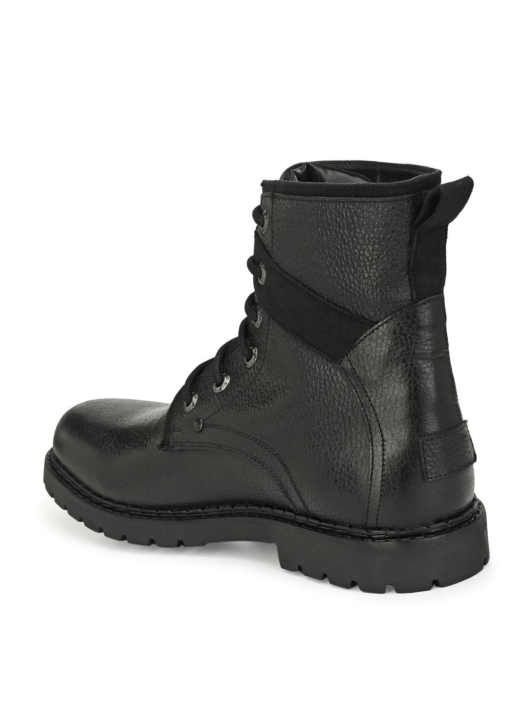 Men's Black Milled Leather Casual High Ankle Boot