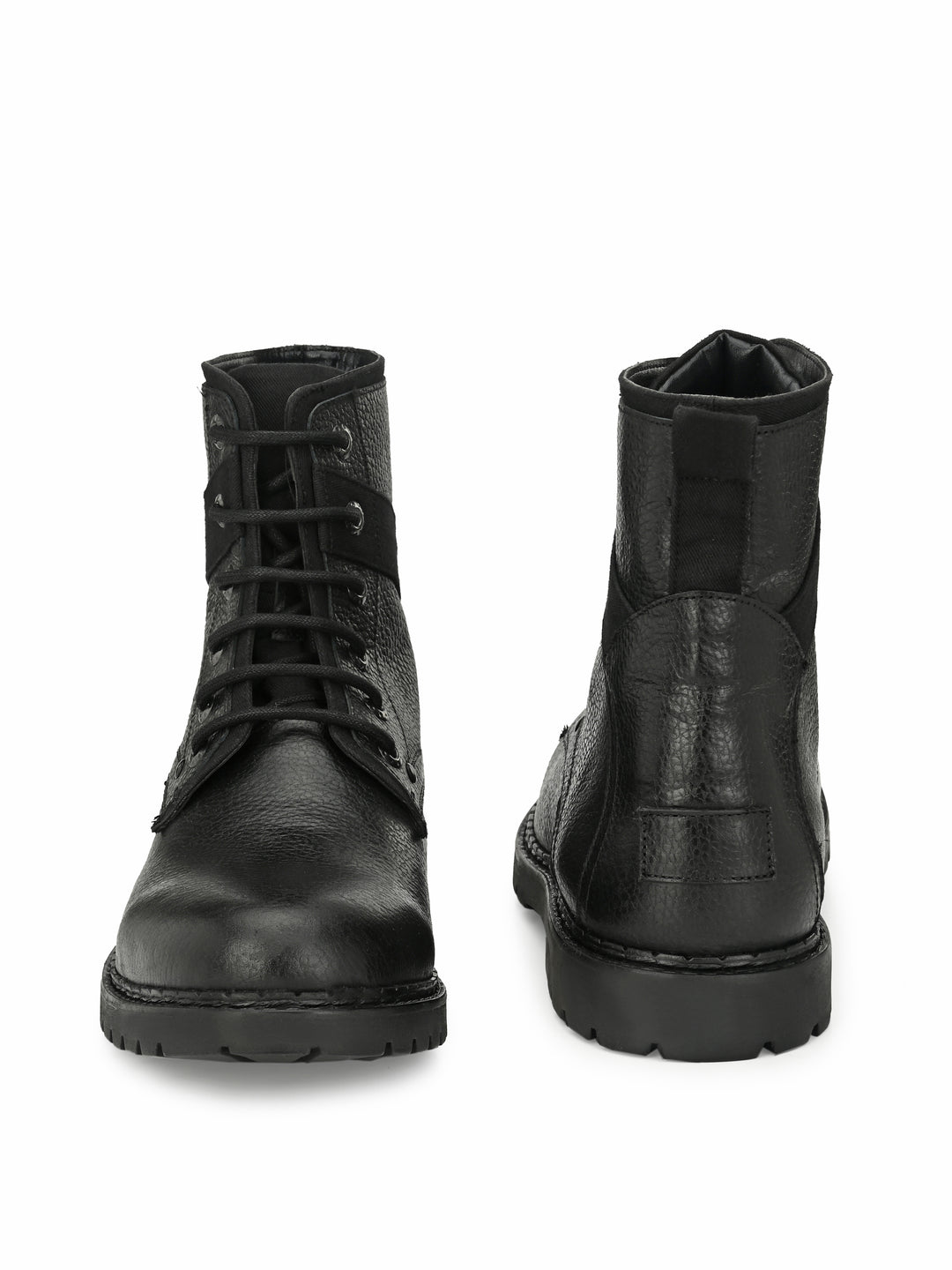 Men's Black Milled Leather Casual High Ankle Boot