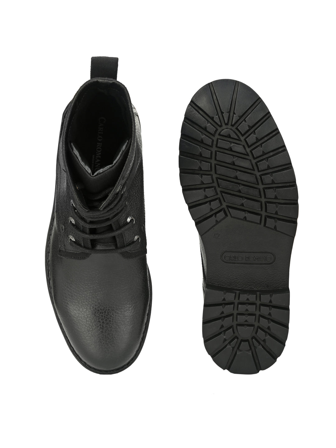 Men's Black Milled Leather Casual High Ankle Boot