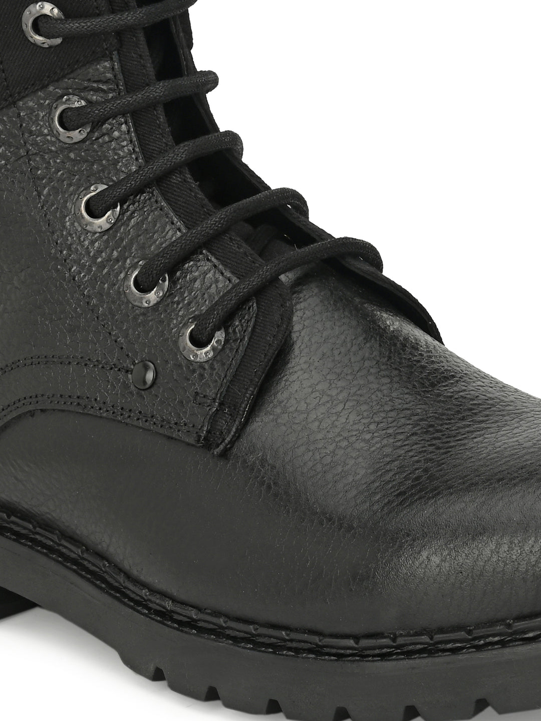 Men's Black Milled Leather Casual High Ankle Boot