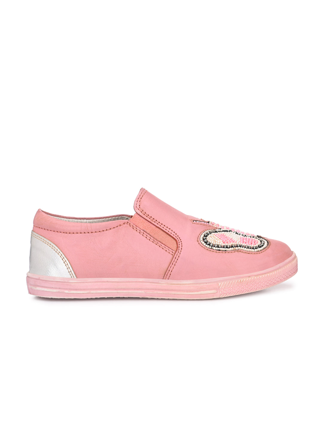 Kid's Cow Nappa Leather Slip-On <BR> Embroidery Shoes for Girls