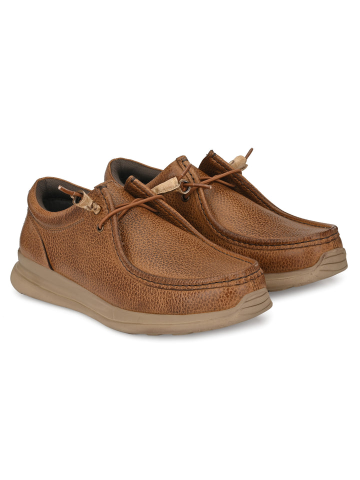 Men's Milled Leather Fancy Lace Up Casual Shoes