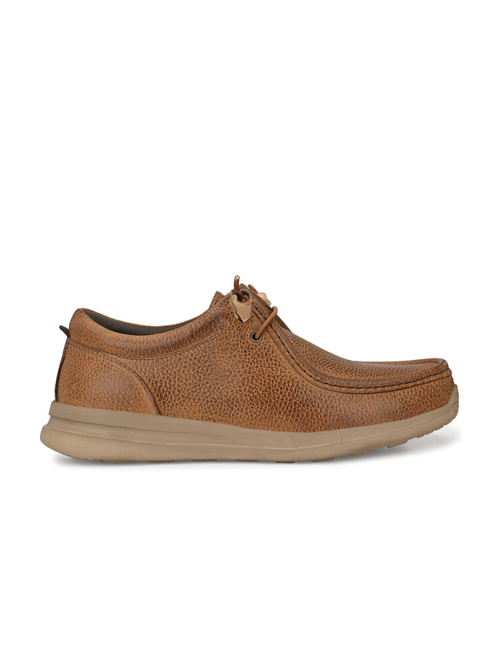 Men's Milled Leather Fancy Lace Up Casual Shoes