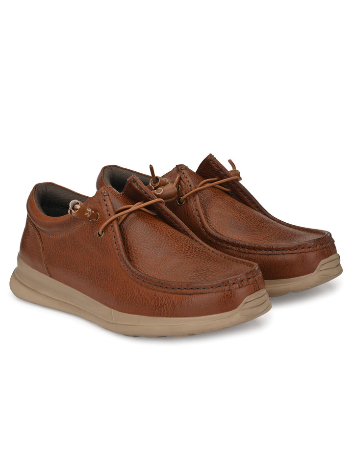 Men's Milled Leather Fancy Lace Up Casual Shoes