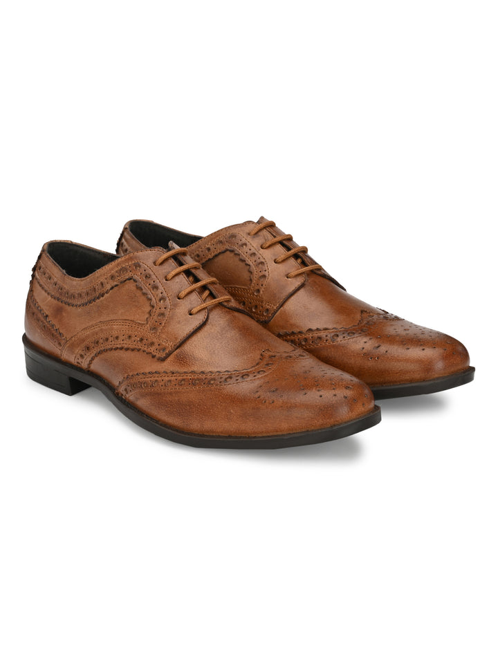 Men's Burnish Leather Lace up Formal Brogue Shoe