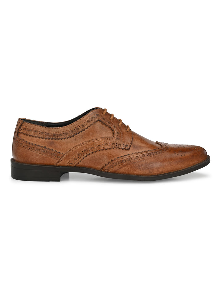 Men's Burnish Leather Lace up Formal Brogue Shoe
