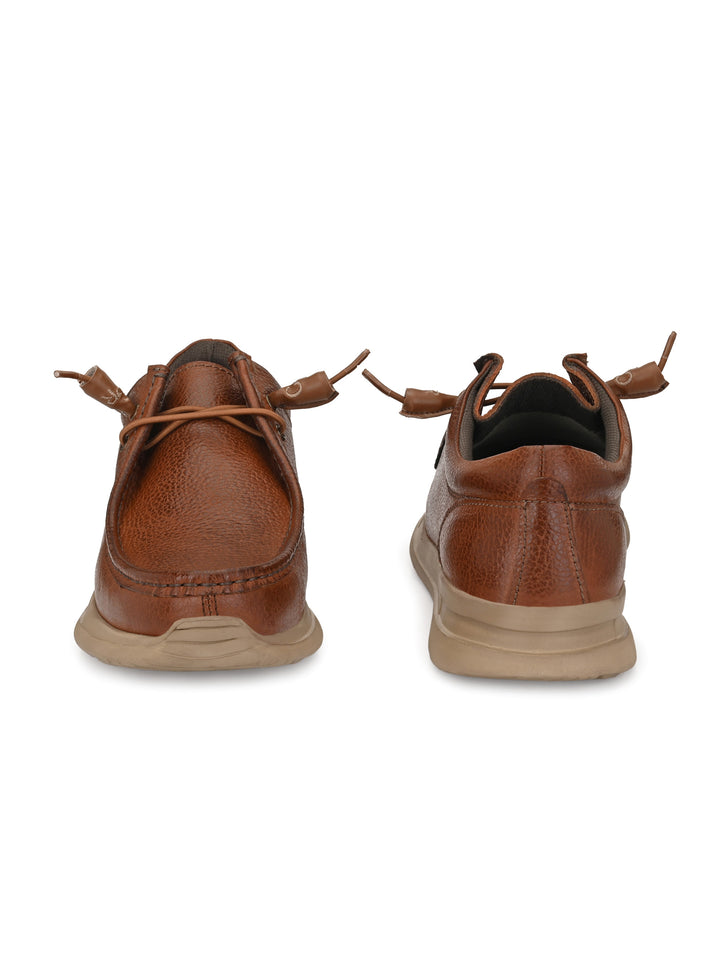 Men's Milled Leather Fancy Lace Up Casual Shoes