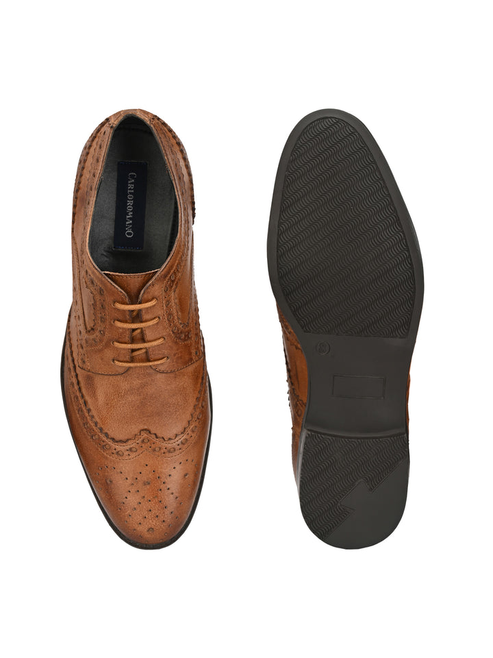 Men's Burnish Leather Lace up Formal Brogue Shoe