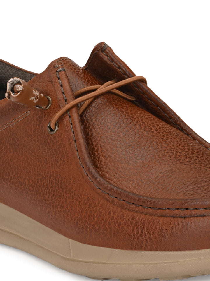 Men's Milled Leather Fancy Lace Up Casual Shoes