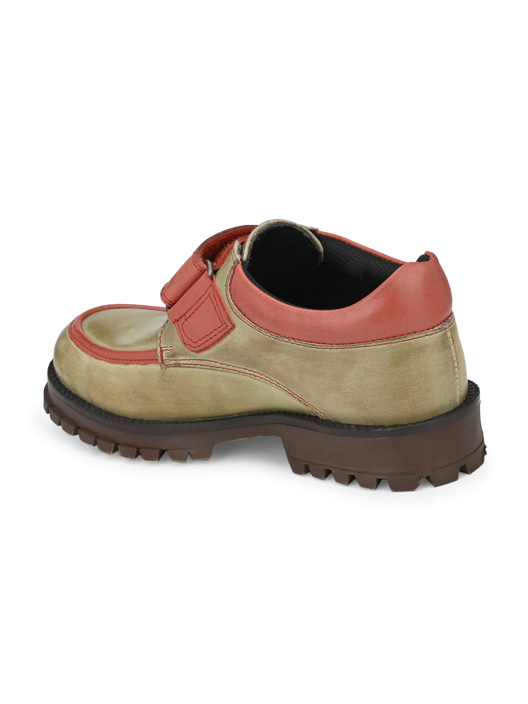 Boys/Girls Burnish Leather Velcro Shoe