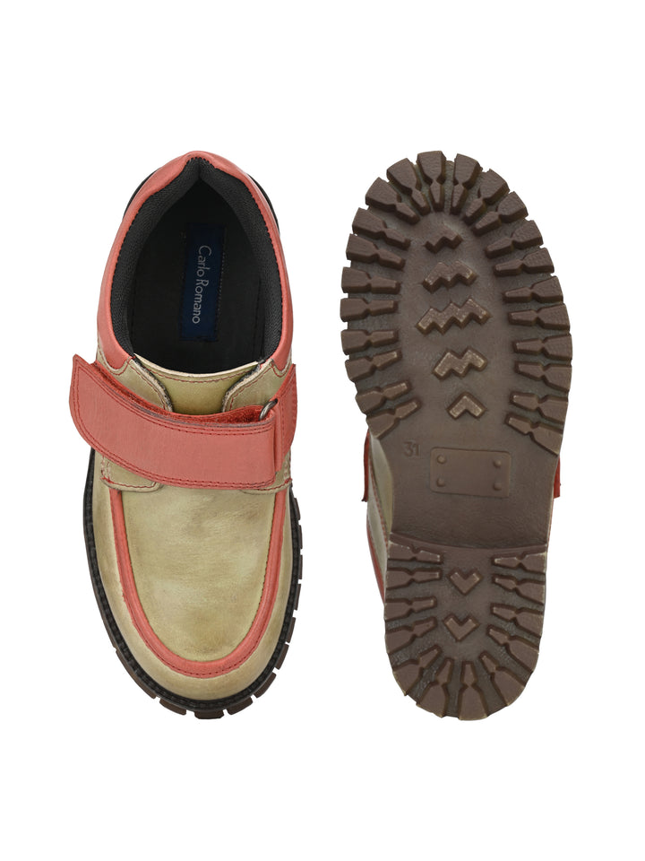 Boys/Girls Burnish Leather Velcro Shoe