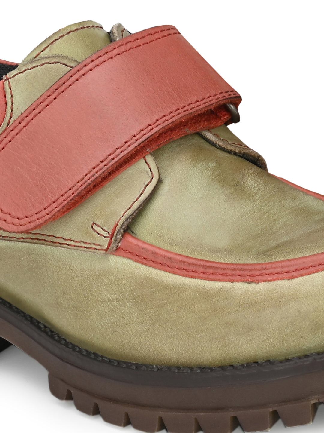 Boys/Girls Burnish Leather Velcro Shoe