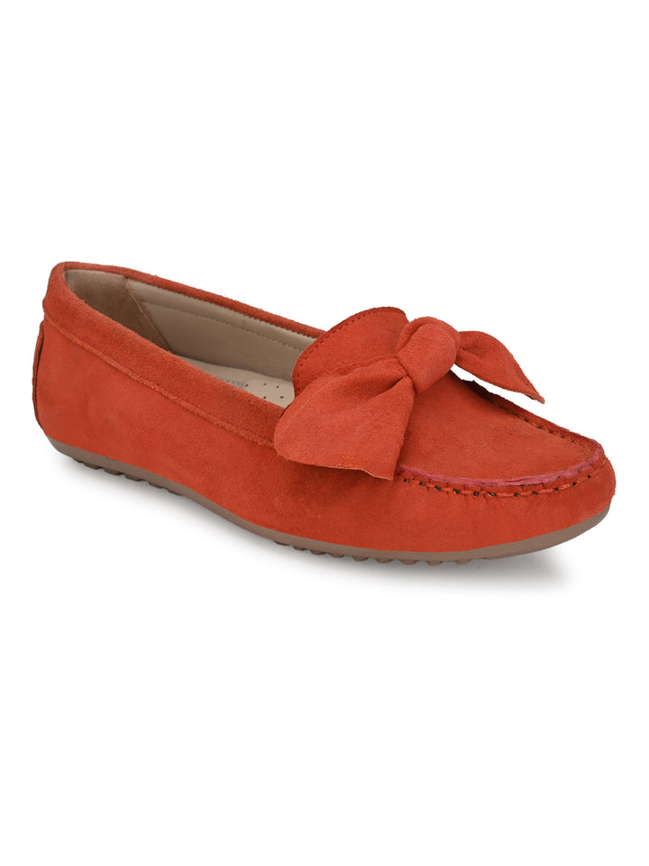 Women's Suede Leather Casual Loafer Moccasin Yellow Color