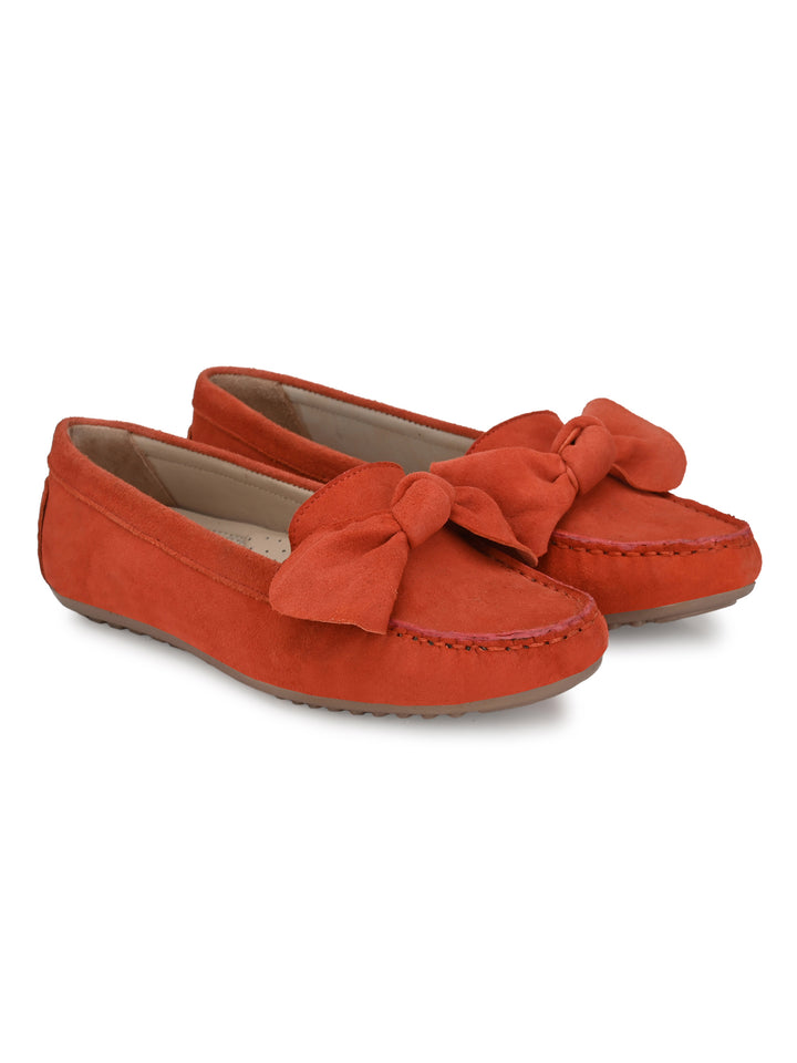 Women's Suede Leather Casual Loafer Moccasin Yellow Color