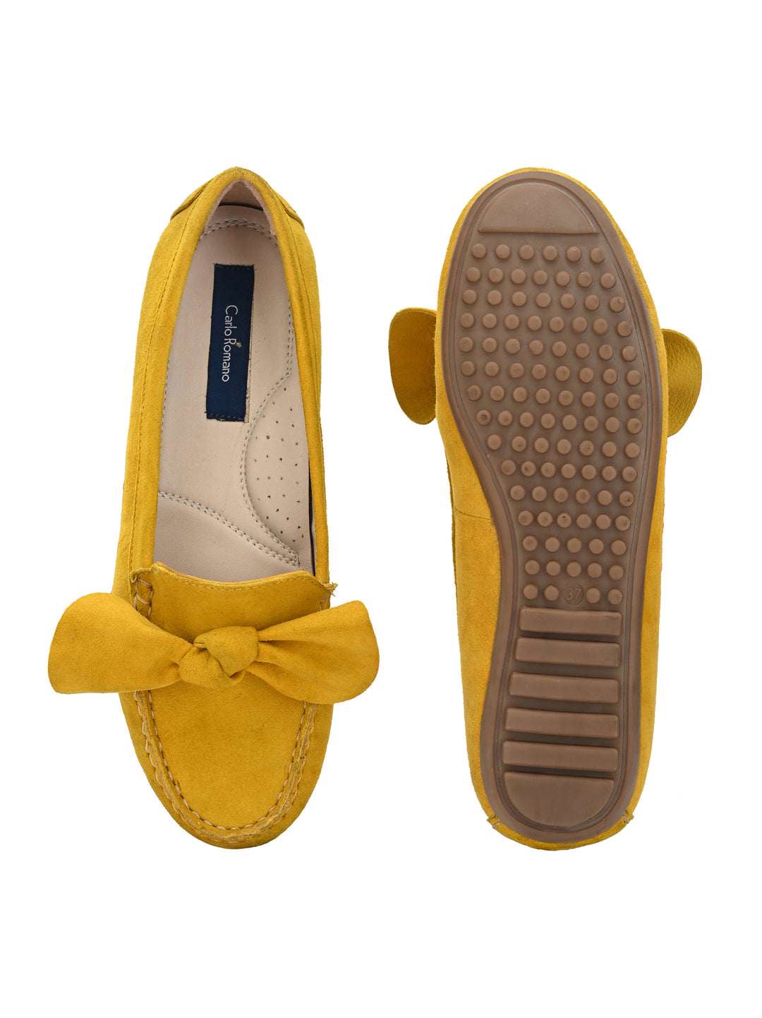 Women's Suede Leather Casual Loafer Moccasin Yellow Color