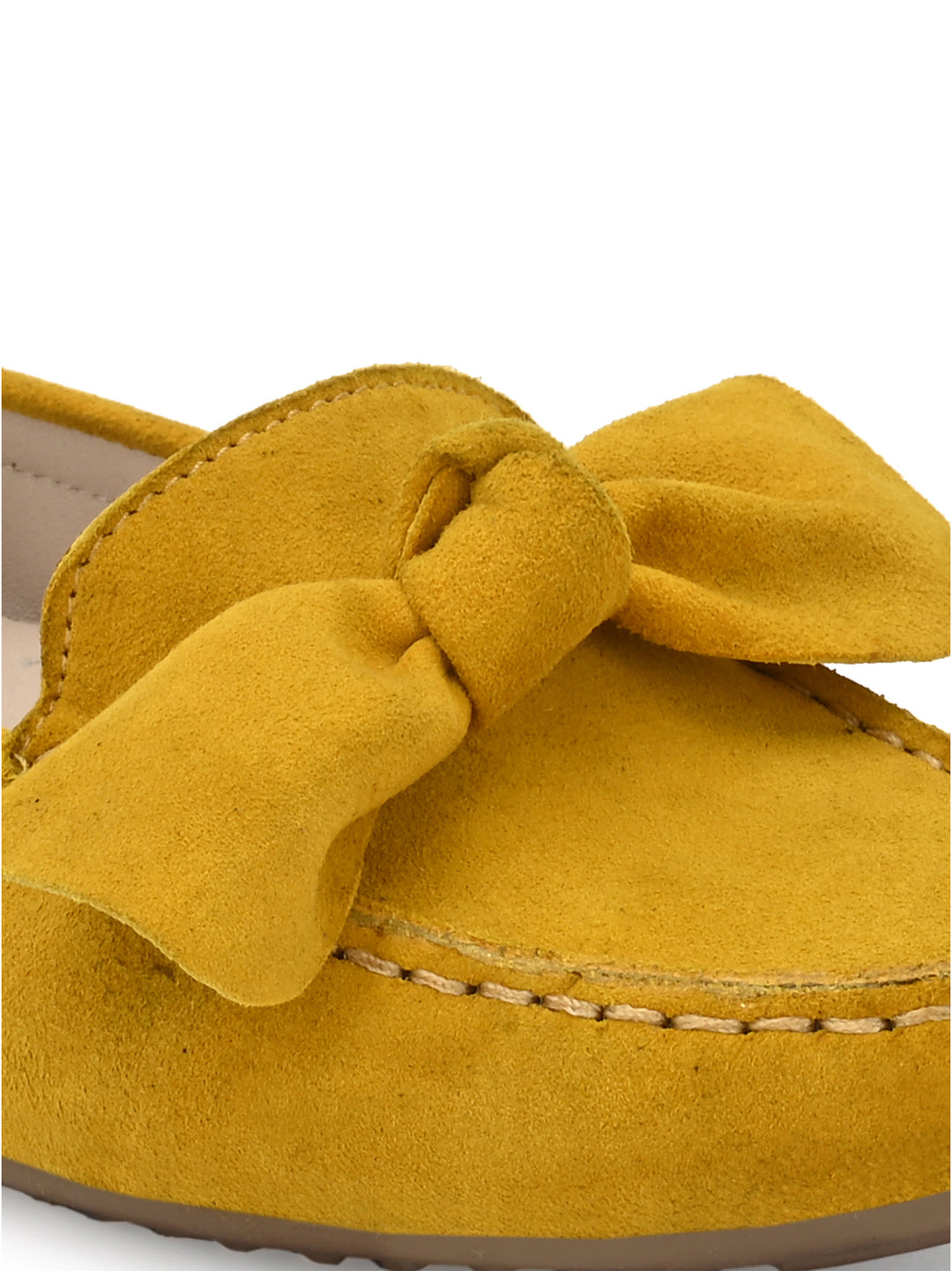 Women's Suede Leather Casual Loafer Moccasin Yellow Color