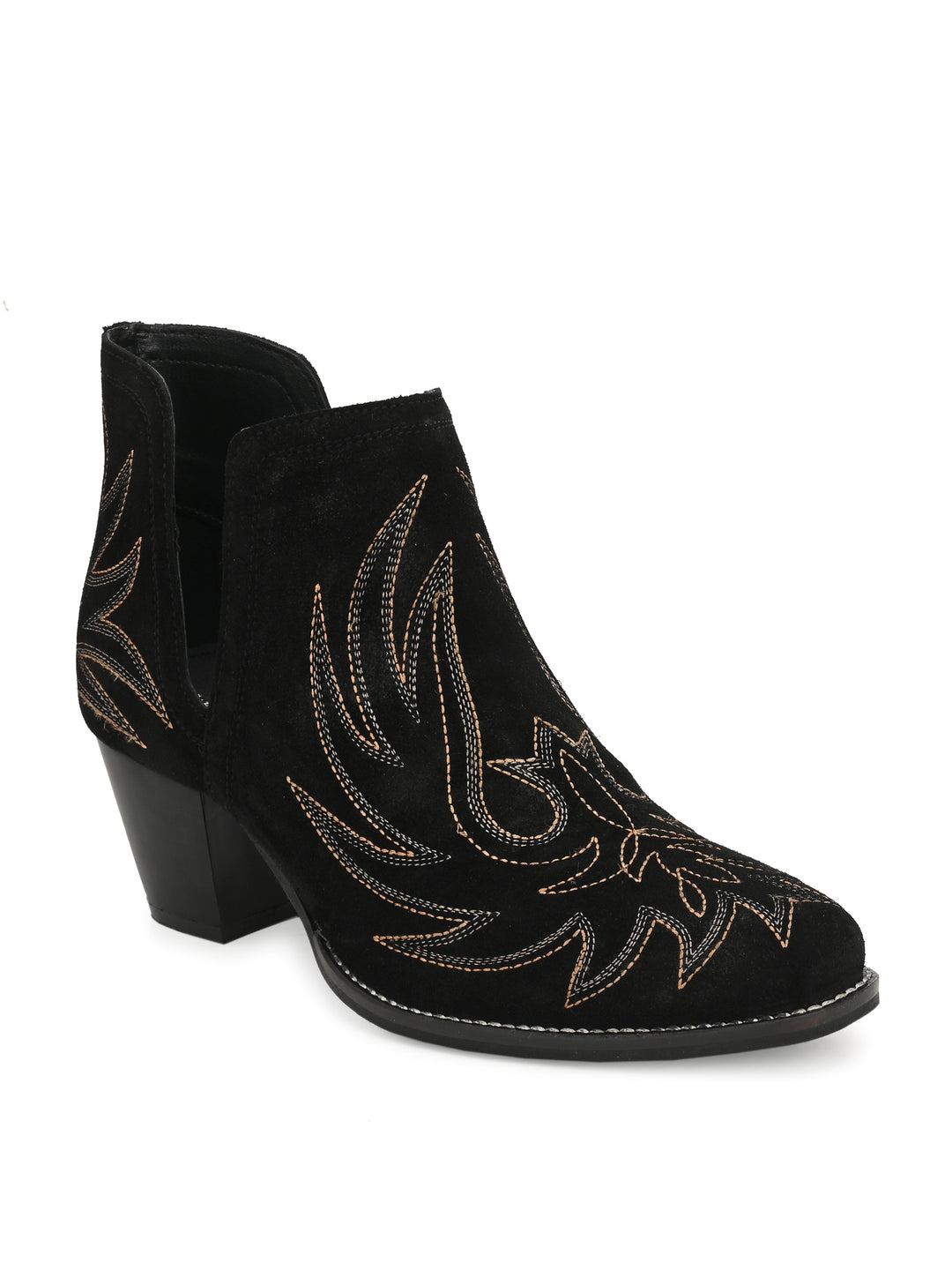 Women's Suede Leather Embroidery Ankle Boot