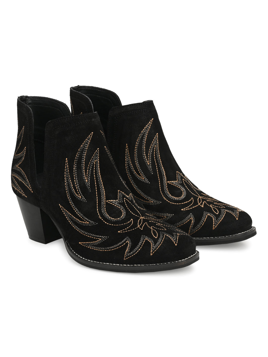 Women's Suede Leather Embroidery Ankle Boot