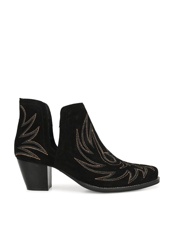 Women's Suede Leather Embroidery Ankle Boot