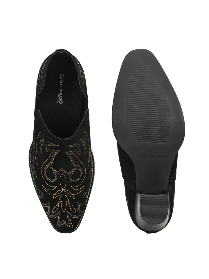 Women's Suede Leather Embroidery Ankle Boot