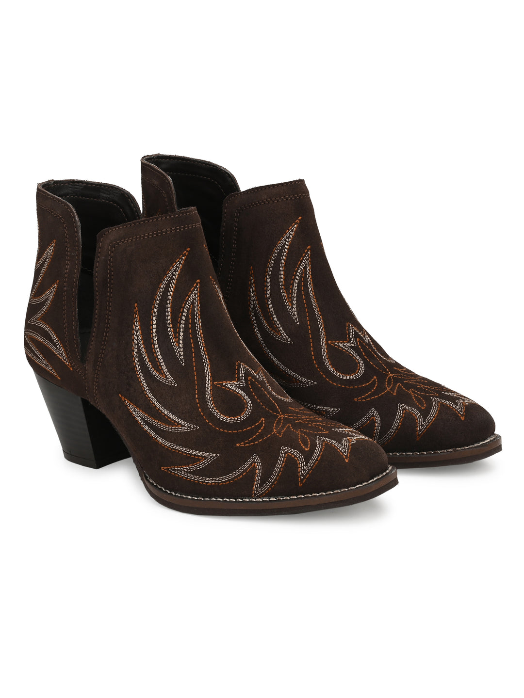 Women's Suede Leather Embroidery Ankle Boot