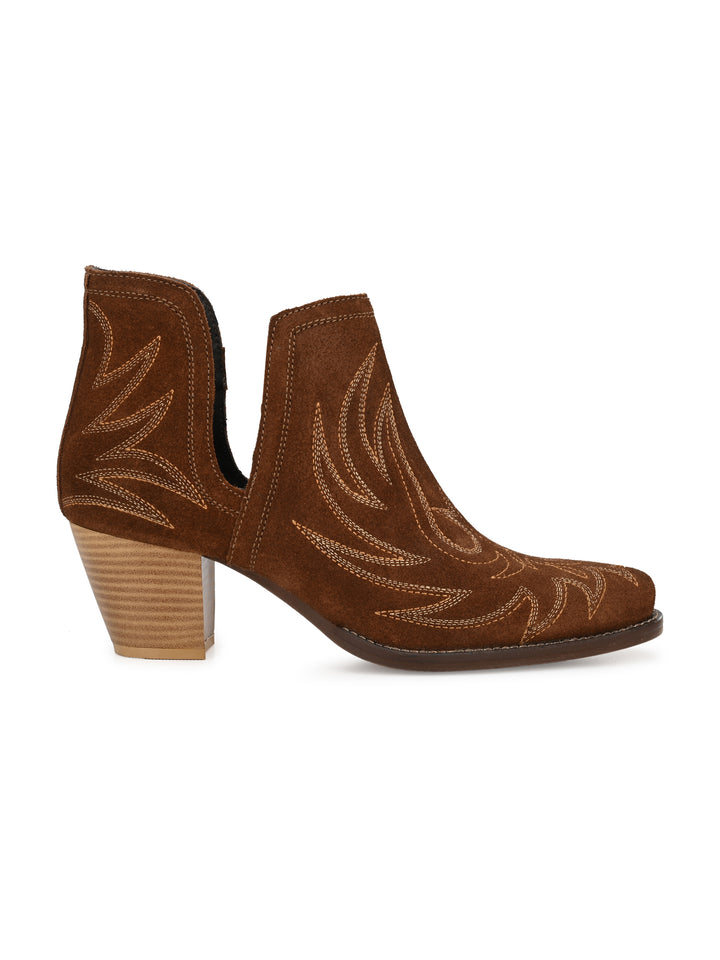 Women's Suede Leather Embroidery Ankle Boot