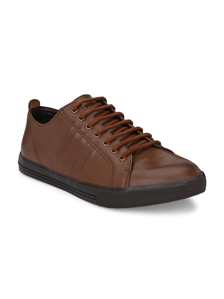 Men's Burnish Leather Lace up Casual Sneaker Shoe