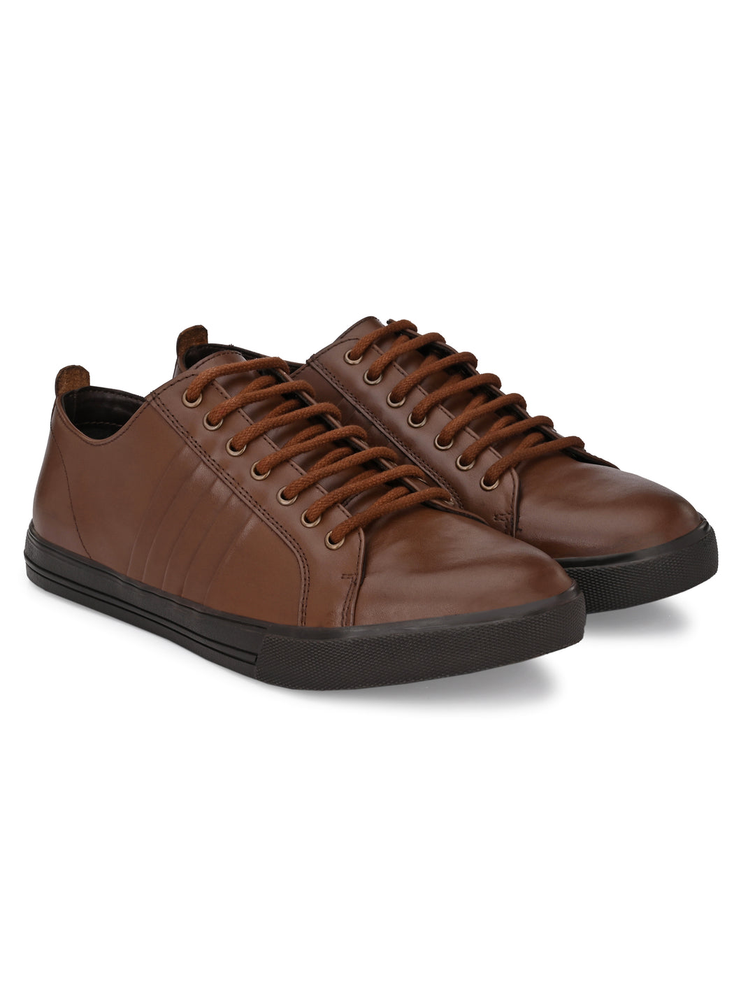 Men's Burnish Leather Lace up Casual Sneaker Shoe