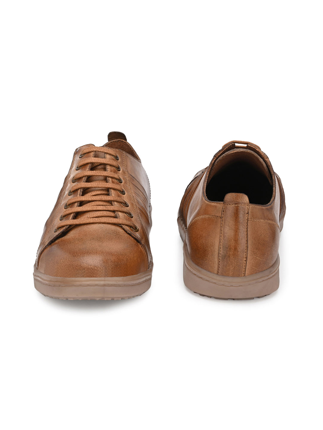 Men's Burnish Leather Lace up Casual Sneaker Shoe