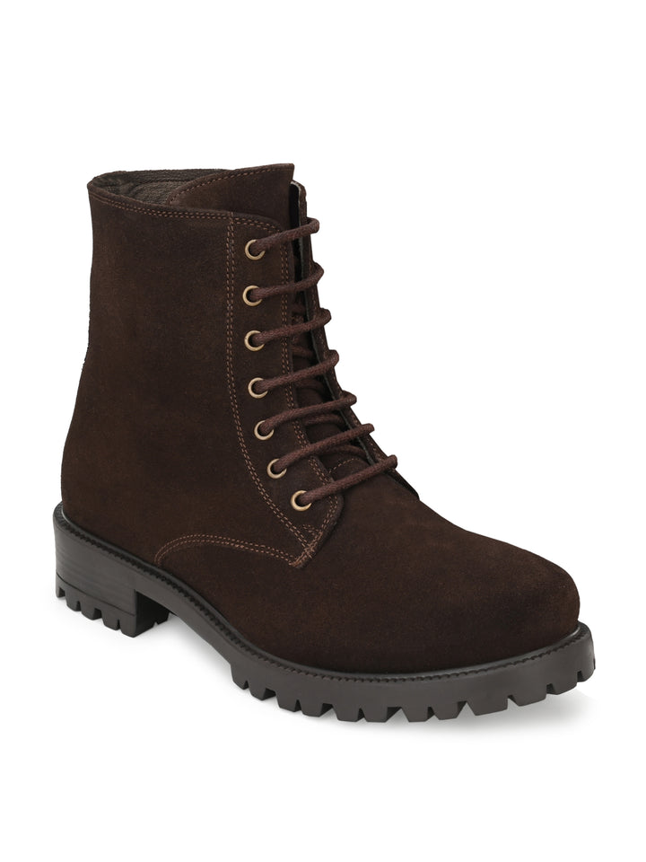 Women's Suede Lace-Ups with Zip High Ankle Boots