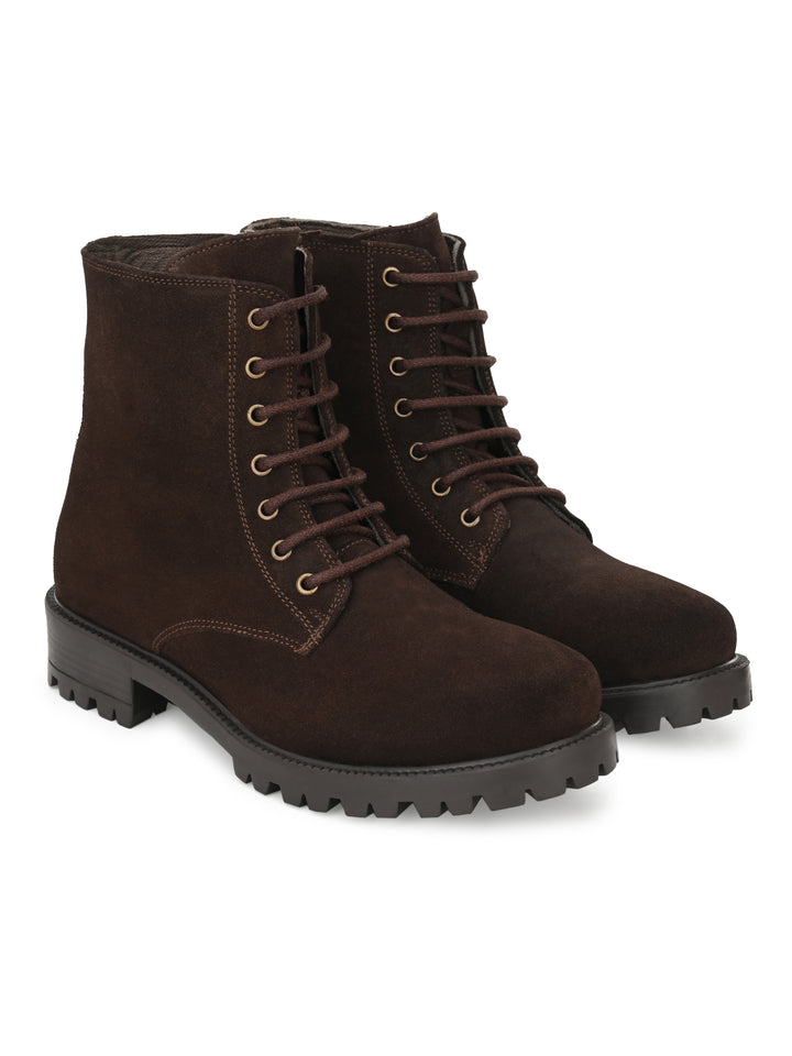Women's Suede Lace-Ups with Zip High Ankle Boots