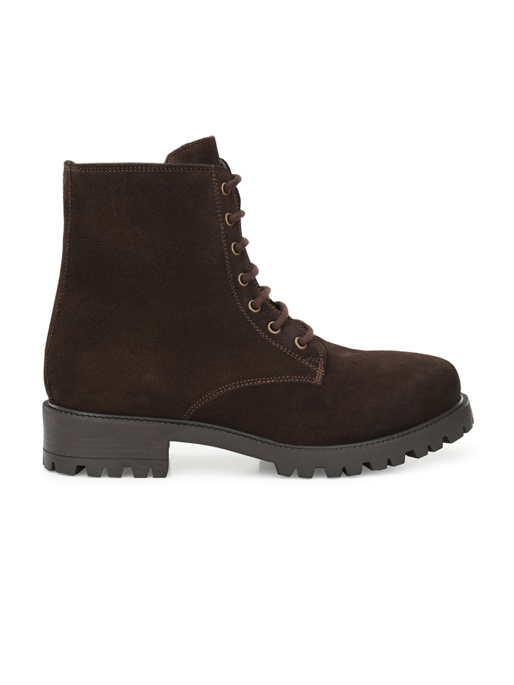 Women's Suede Lace-Ups with Zip High Ankle Boots