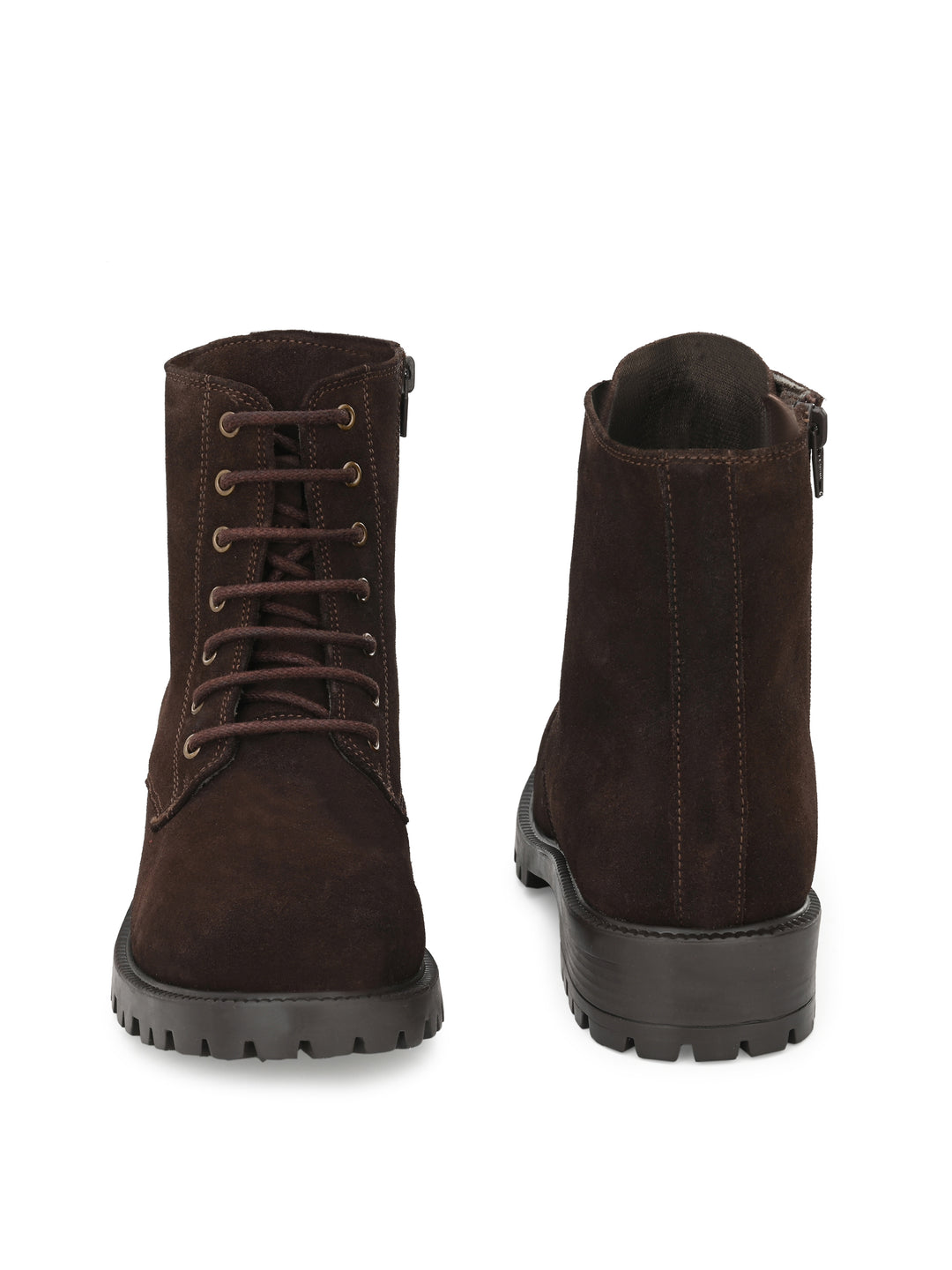 Women's Suede Lace-Ups with Zip High Ankle Boots
