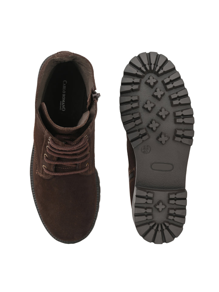 Women's Suede Lace-Ups with Zip High Ankle Boots