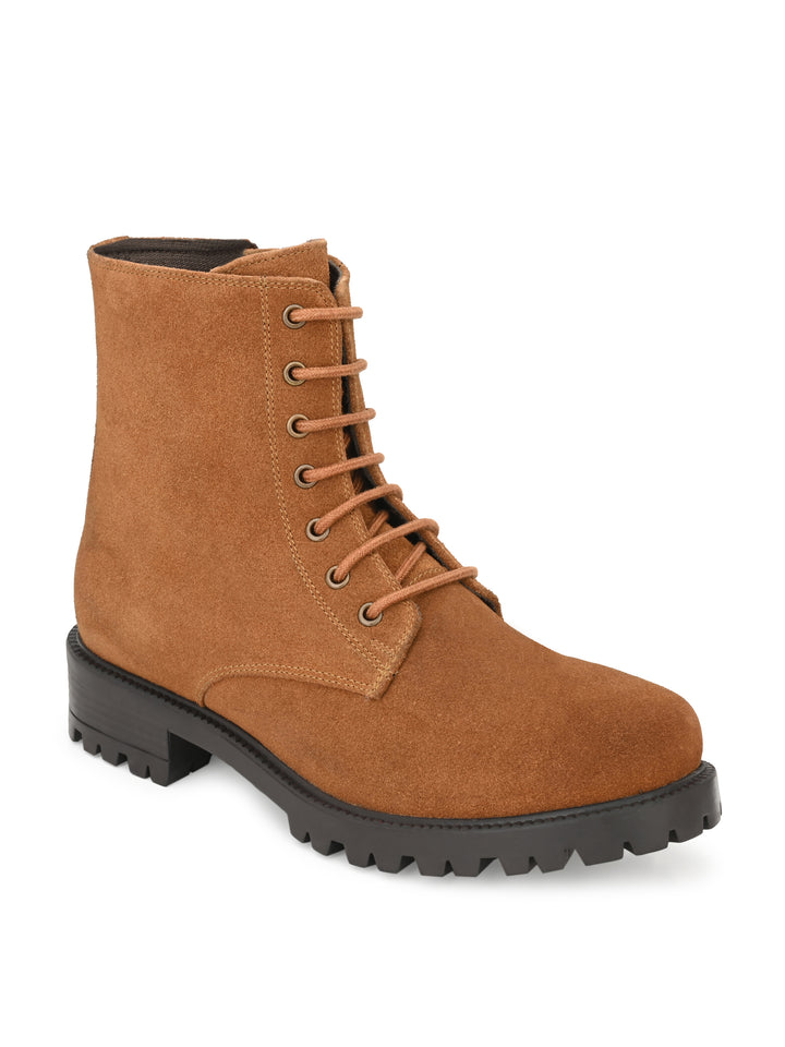 Women's Suede Lace-Ups with Zip High Ankle Boots