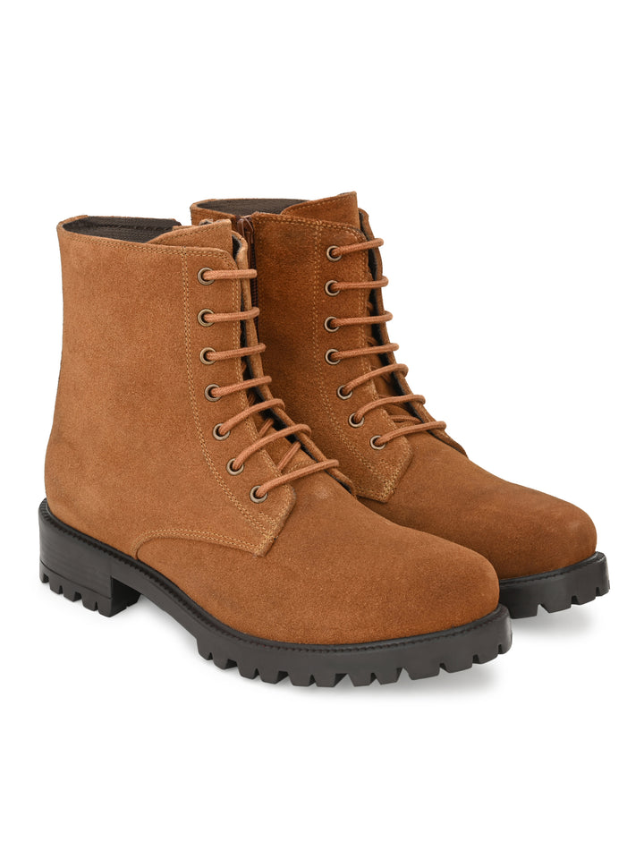 Women's Suede Lace-Ups with Zip High Ankle Boots