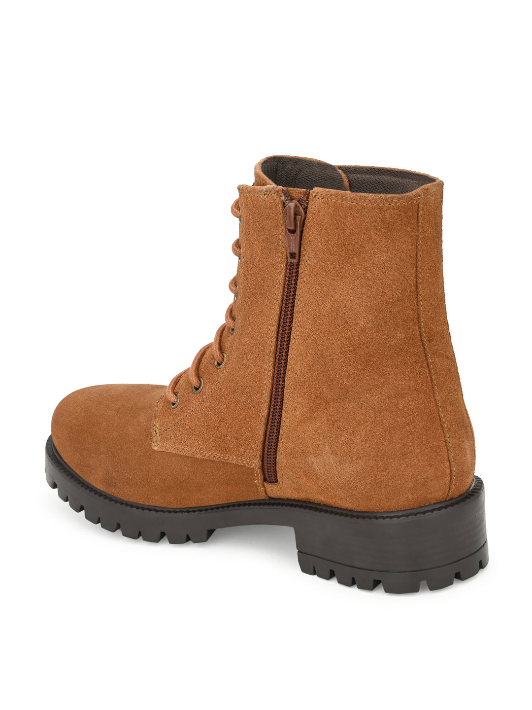 Women's Suede Lace-Ups with Zip High Ankle Boots