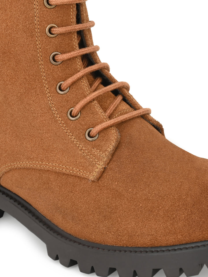 Women's Suede Lace-Ups with Zip High Ankle Boots