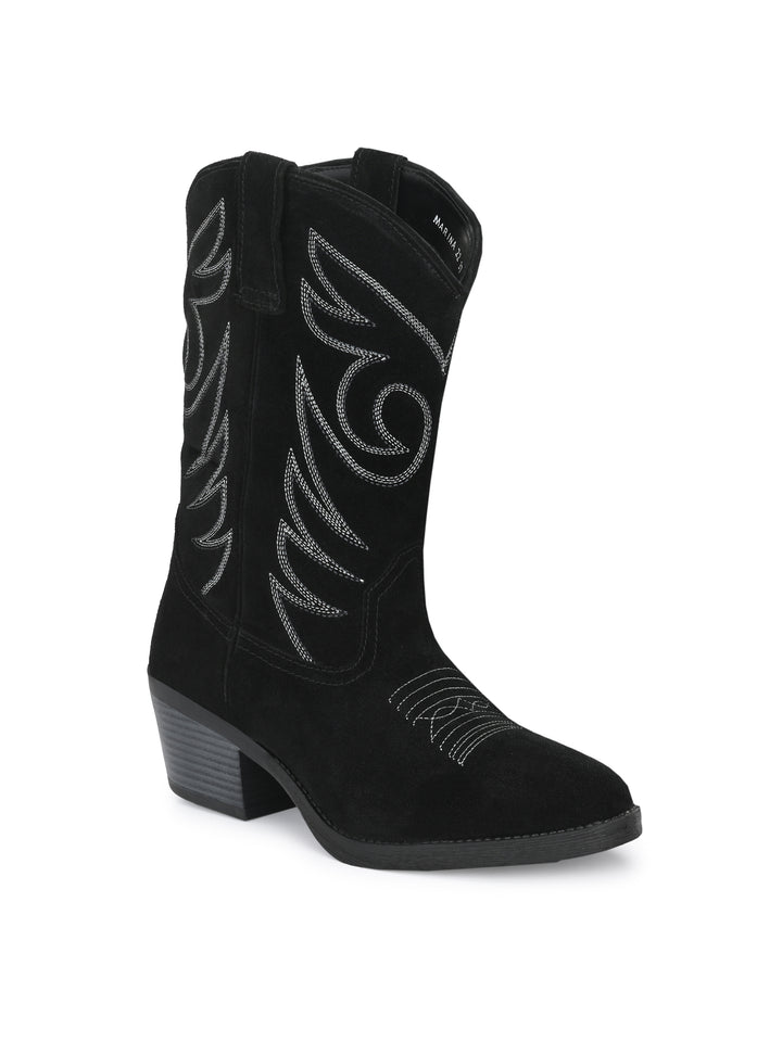 Dona Nova by Carlo Romano Women's Genuine Suede Leather Western Cow Boy / Cow Girl Embroidery Boot