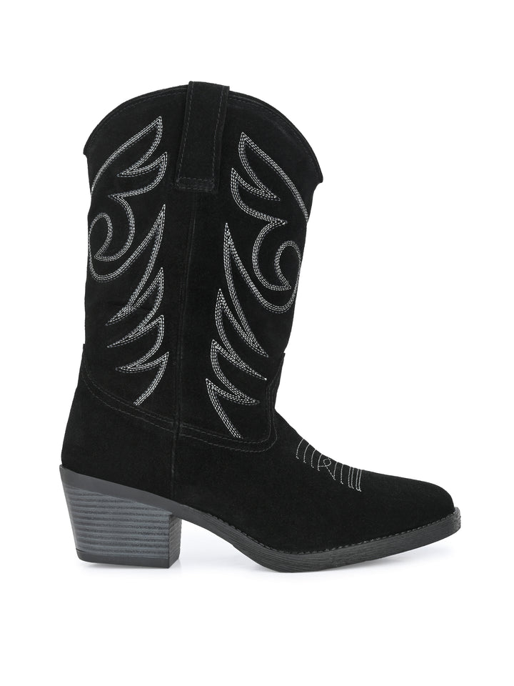 Dona Nova by Carlo Romano Women's Genuine Suede Leather Western Cow Boy / Cow Girl Embroidery Boot
