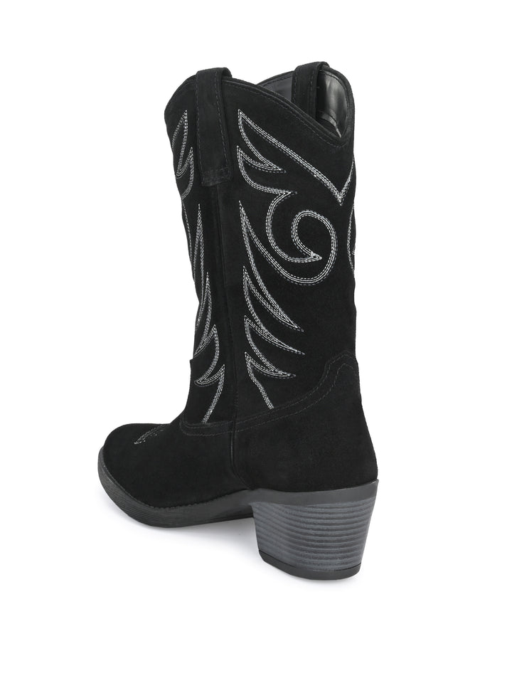 Dona Nova by Carlo Romano Women's Genuine Suede Leather Western Cow Boy / Cow Girl Embroidery Boot