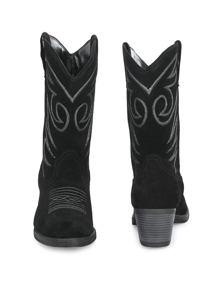 Dona Nova by Carlo Romano Women's Genuine Suede Leather Western Cow Boy / Cow Girl Embroidery Boot