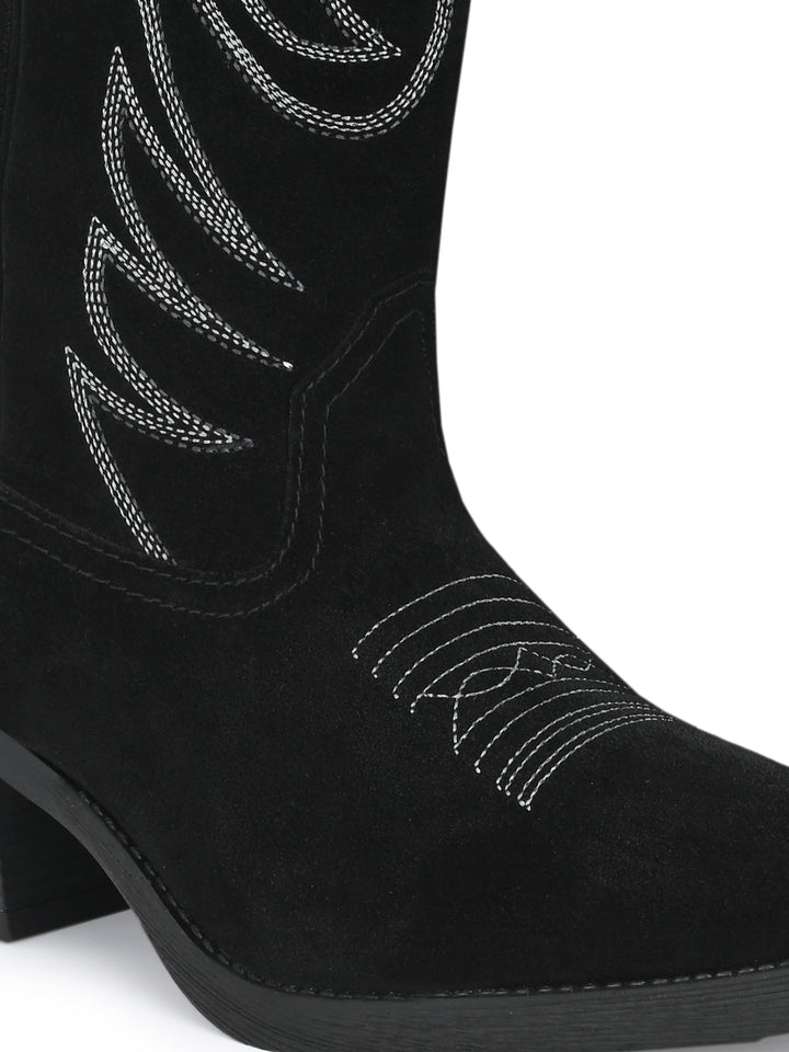 Dona Nova by Carlo Romano Women's Genuine Suede Leather Western Cow Boy / Cow Girl Embroidery Boot