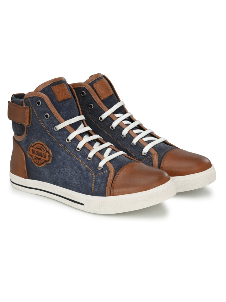 CARLO ROMANO BY WASAN SHOE MEN'S GENUINE CANVAS / BURNISH LEATHER LACE UP ANKLE BOOT