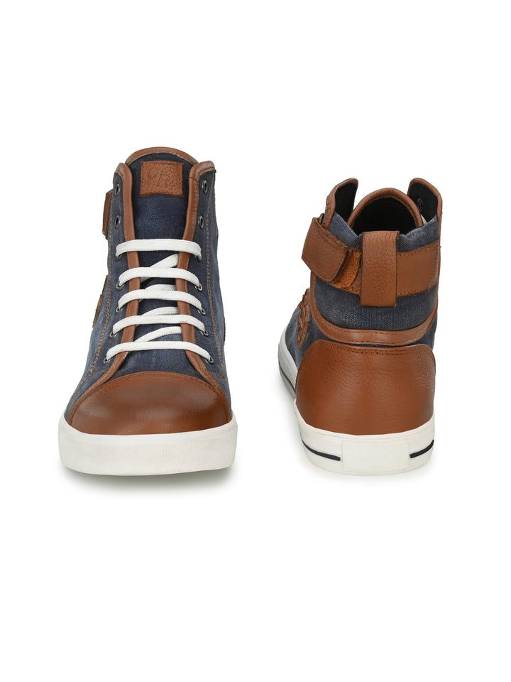 CARLO ROMANO BY WASAN SHOE MEN'S GENUINE CANVAS / BURNISH LEATHER LACE UP ANKLE BOOT