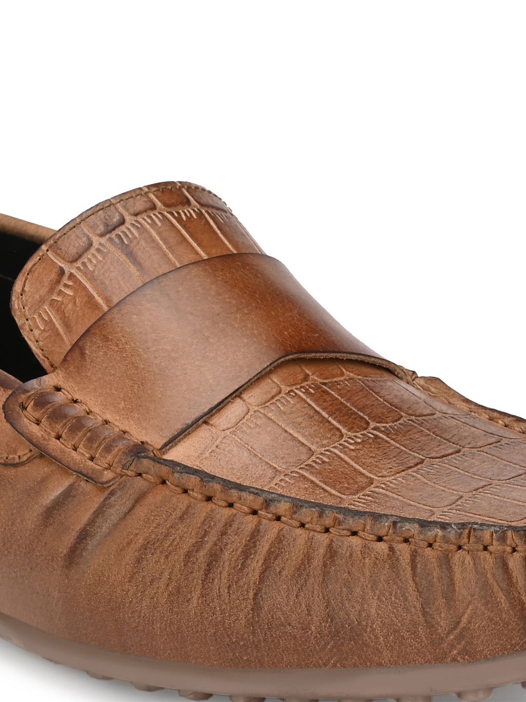 Men's Burnish Leather Slip on Casual Loafer Moccasin